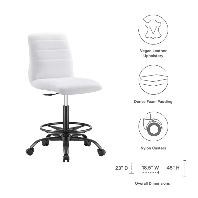 Ripple Armless Vegan Leather Drafting Chair