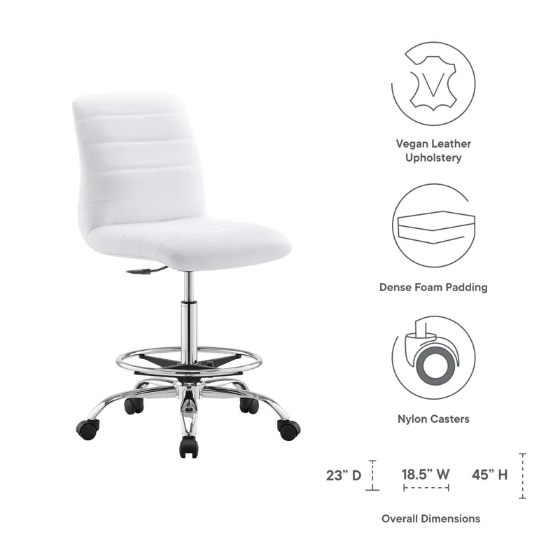 Ripple Armless Vegan Leather Drafting Chair