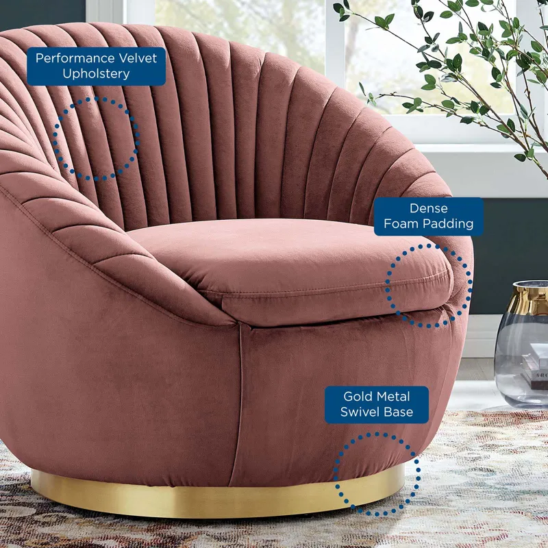 Whirr Tufted Performance Velvet Performance Velvet Swivel Chair