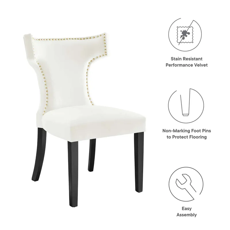 Curve Performance Velvet Dining Chairs - Set of 2