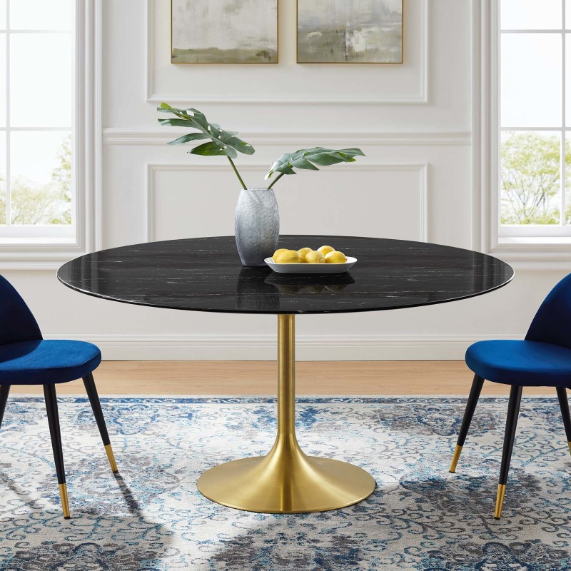 Lippa 60 Artificial Marble Dining Table Eei 5241 Gld Blk By Modway At Tomlinson Furniture Lippa 60 Artificial Marble Dining, Modway Lippa 36 Dining Table Set
