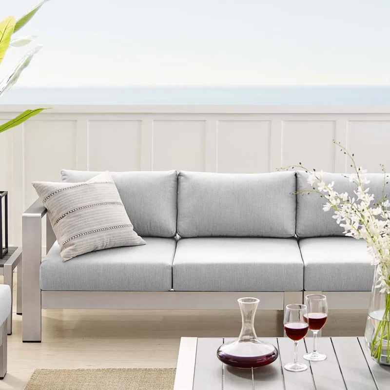 Shore Sunbrella Fabric Outdoor Patio Aluminum 8 Piece Sectional Sofa Set