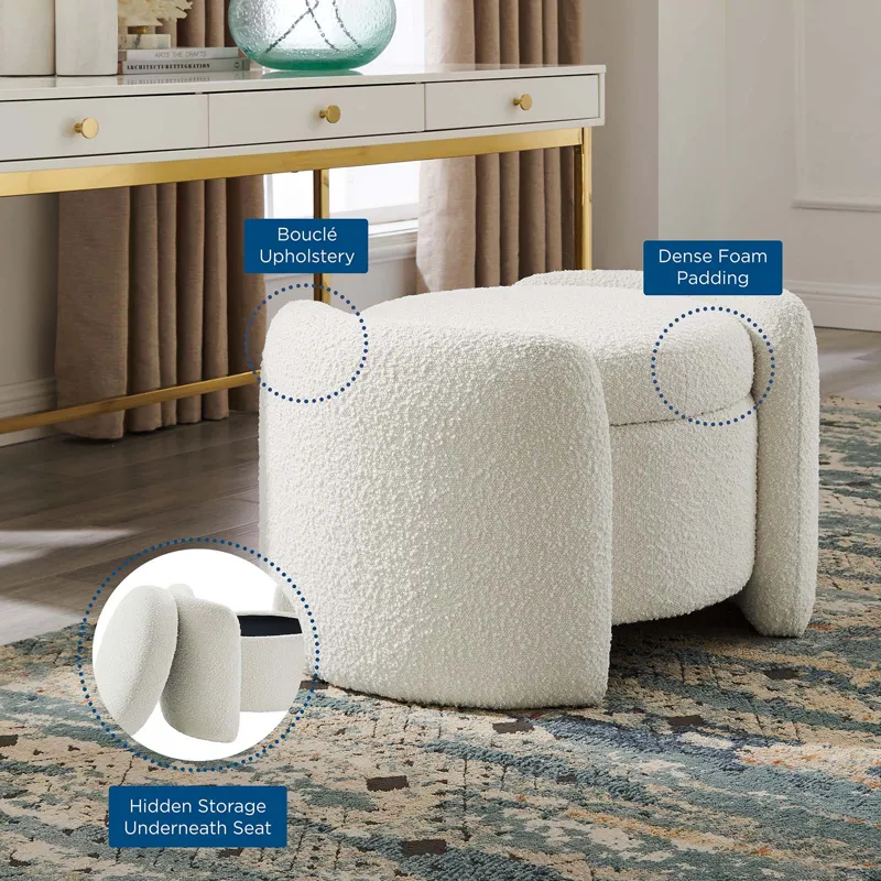 Nebula Boucle Upholstered Ottoman