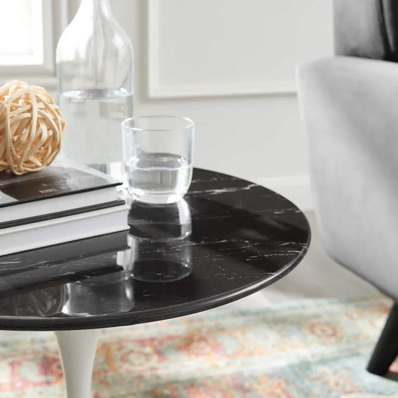 Lippa 20" Round Artificial Marble Side Table