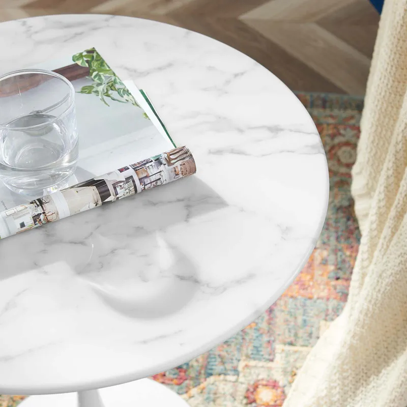 Lippa 20" Round Artificial Marble Side Table