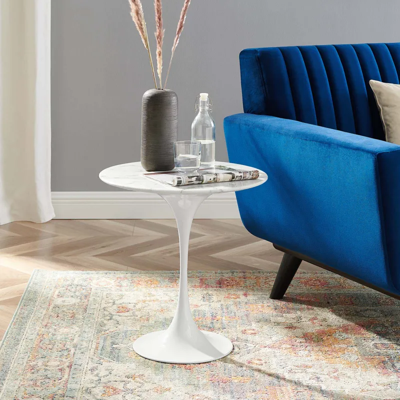 Lippa 20" Round Artificial Marble Side Table