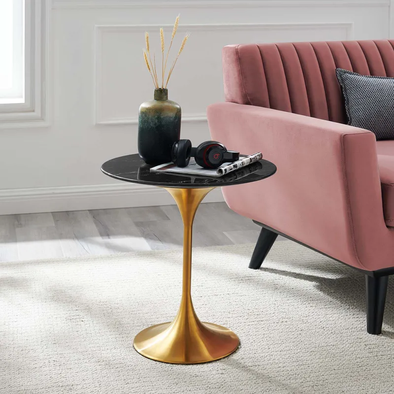 Lippa 20" Round Artificial Marble Side Table