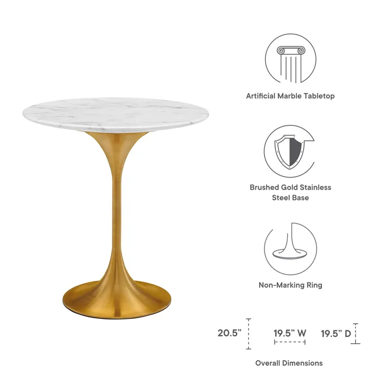 Lippa 20" Round Artificial Marble Side Table