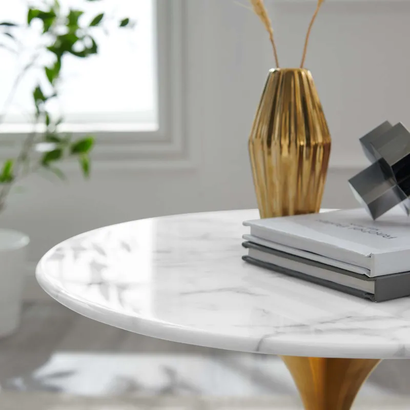 Lippa 20" Round Artificial Marble Side Table