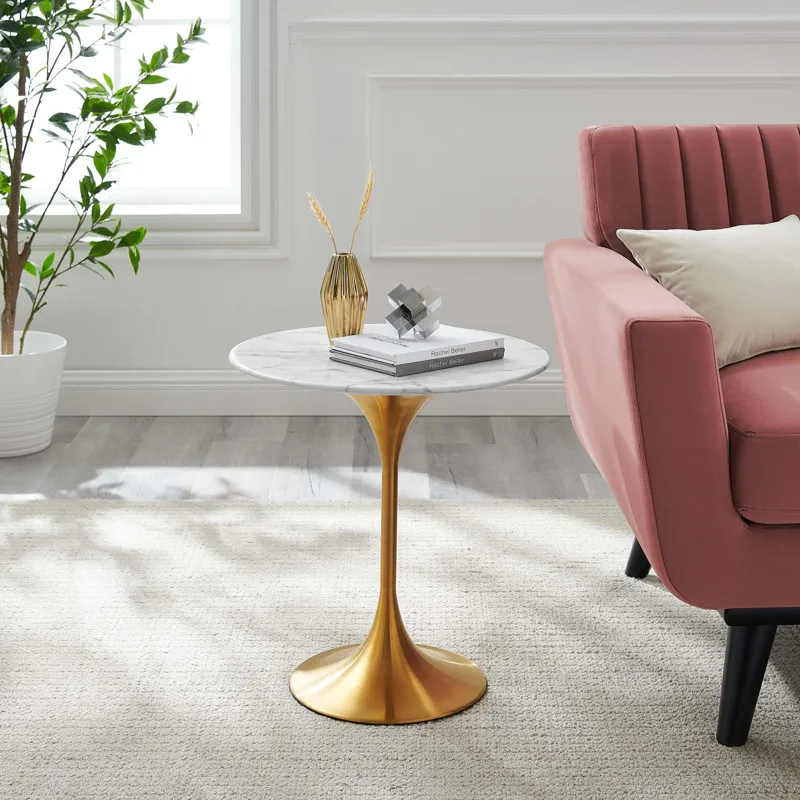 Lippa 20" Round Artificial Marble Side Table