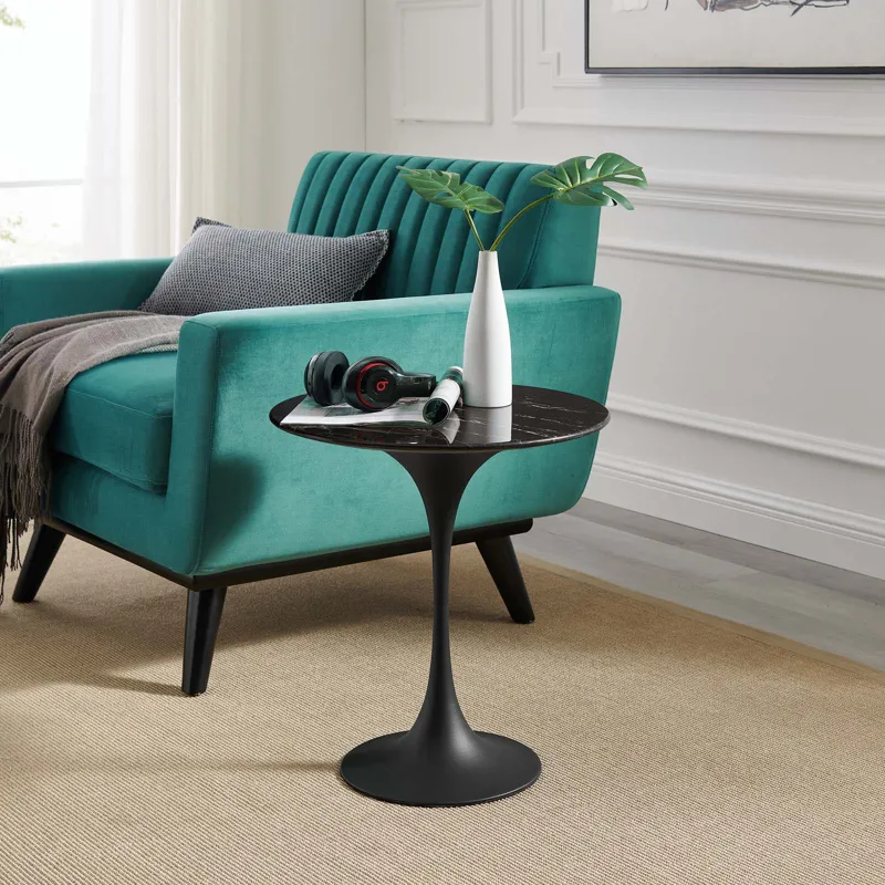 Lippa 20" Round Artificial Marble Side Table