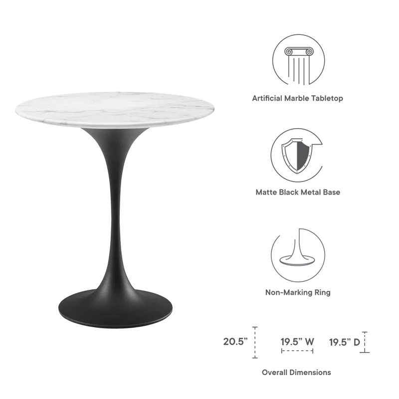 Lippa 20" Round Artificial Marble Side Table