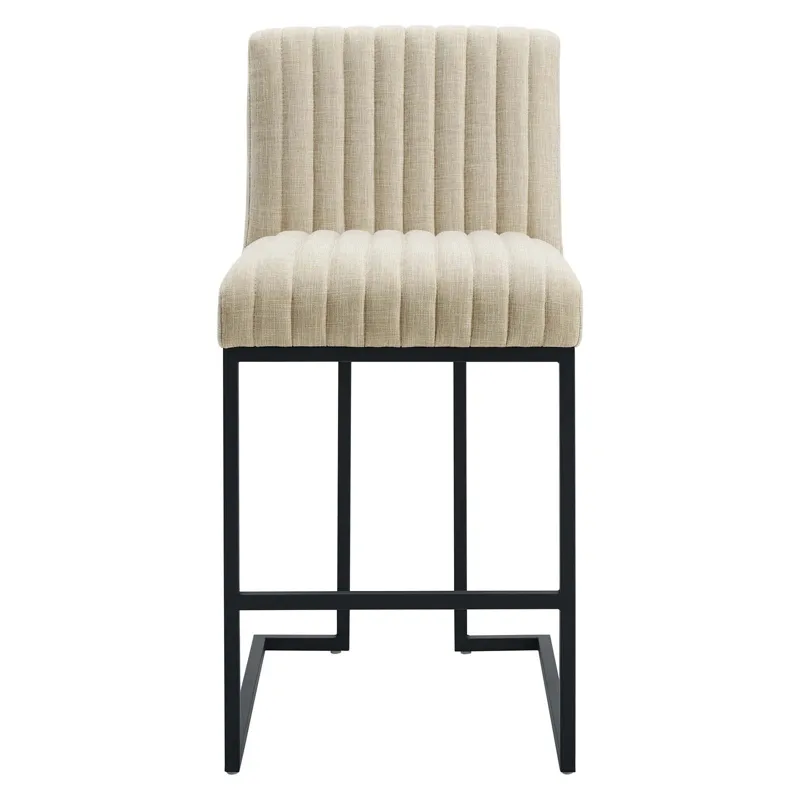 Indulge Channel Tufted Fabric Counter Stools - Set of 2