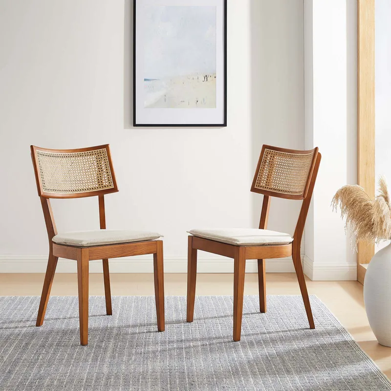 Caledonia Fabric Upholstered Wood Dining Chair Set of 2