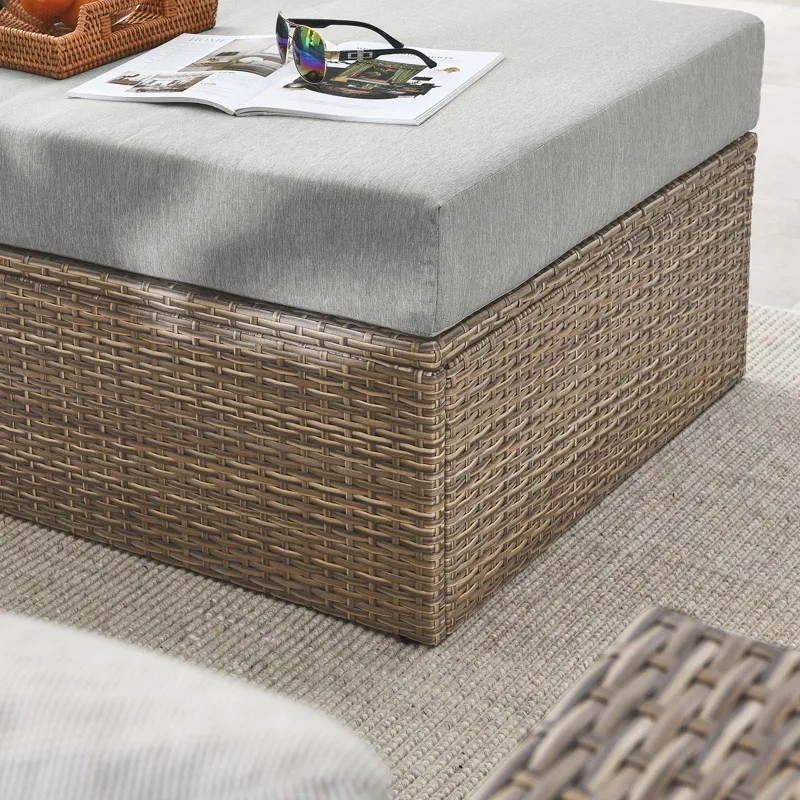 Convene Outdoor Patio Outdoor Patio Sectional Sofa and Ottoman Set