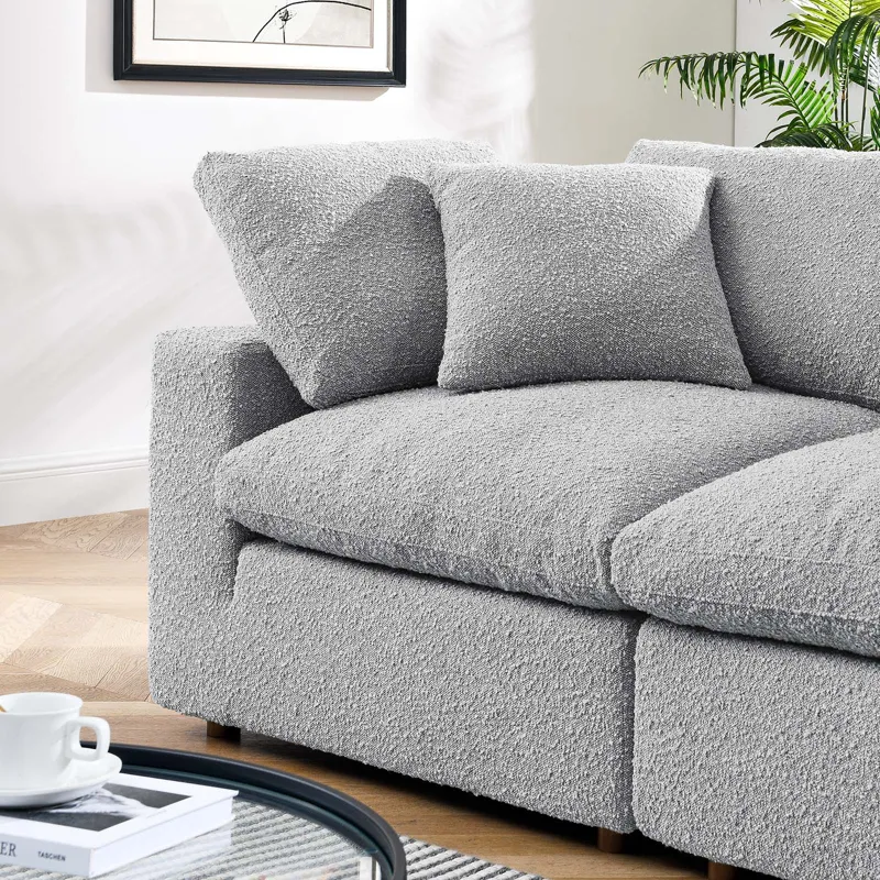 Commix Down Filled Overstuffed Boucle Fabric Loveseat