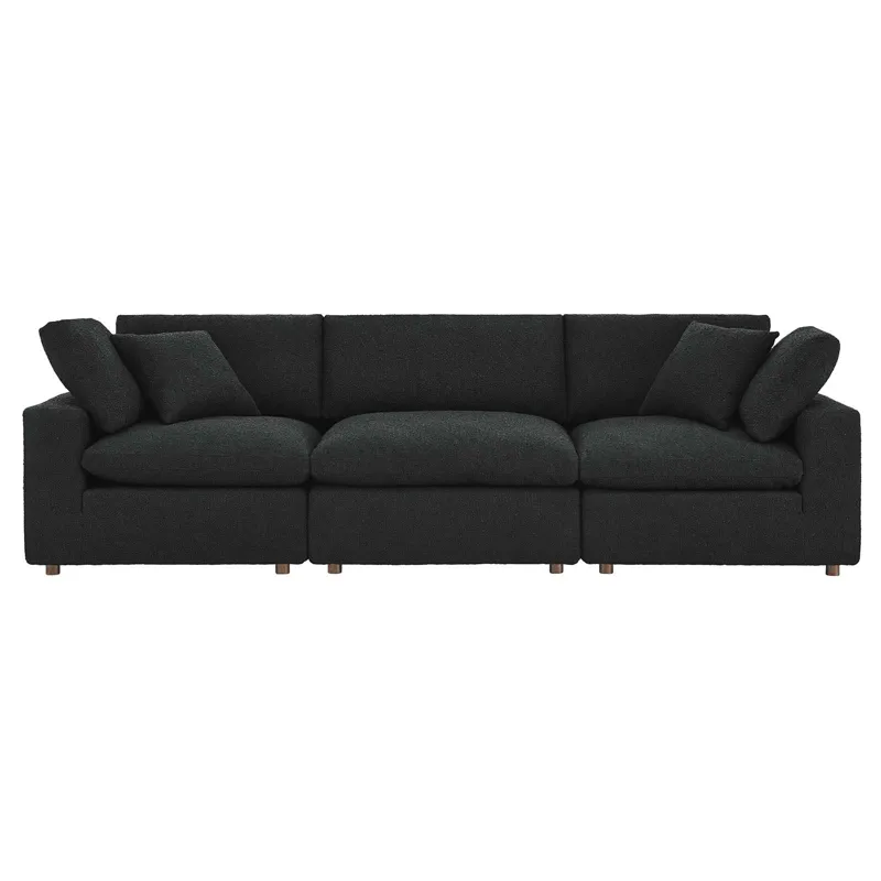 Commix Down Filled Overstuffed Boucle Fabric 3-Seater Sofa