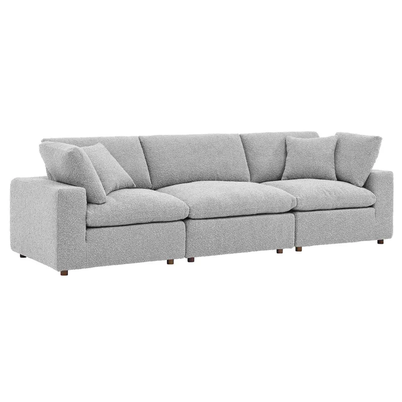 Commix Down Filled Overstuffed Boucle Fabric 3-Seater Sofa