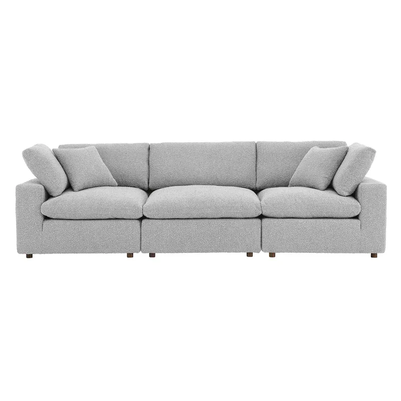 Commix Down Filled Overstuffed Boucle Fabric 3-Seater Sofa