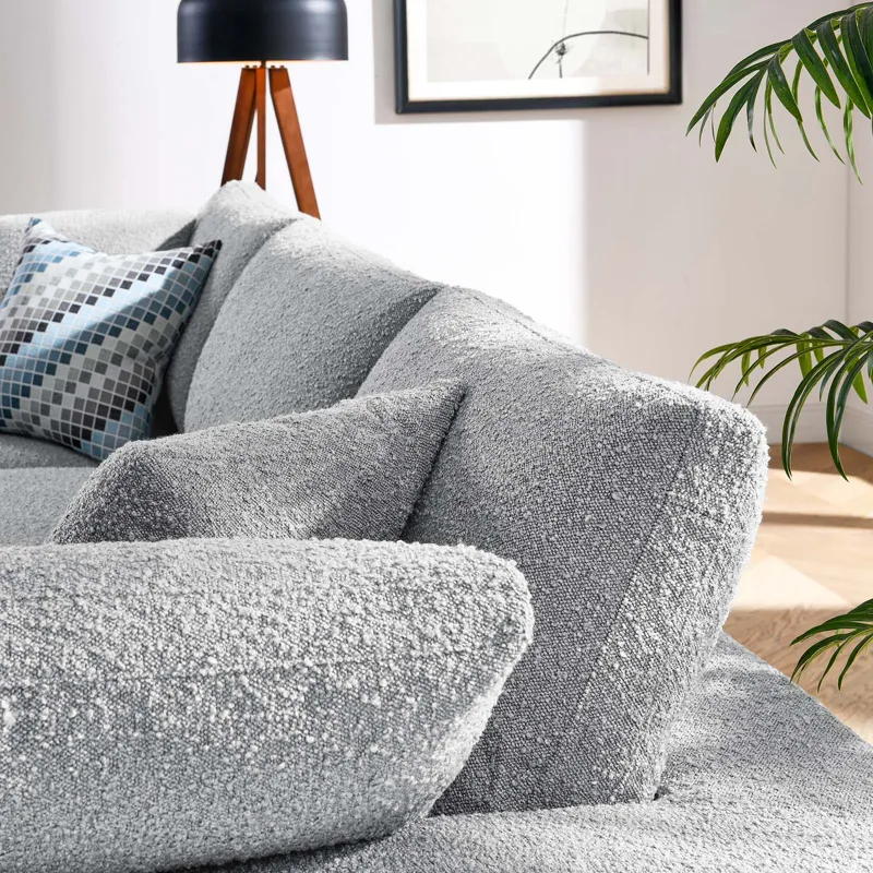 Commix Down Filled Overstuffed Boucle Fabric 3-Seater Sofa