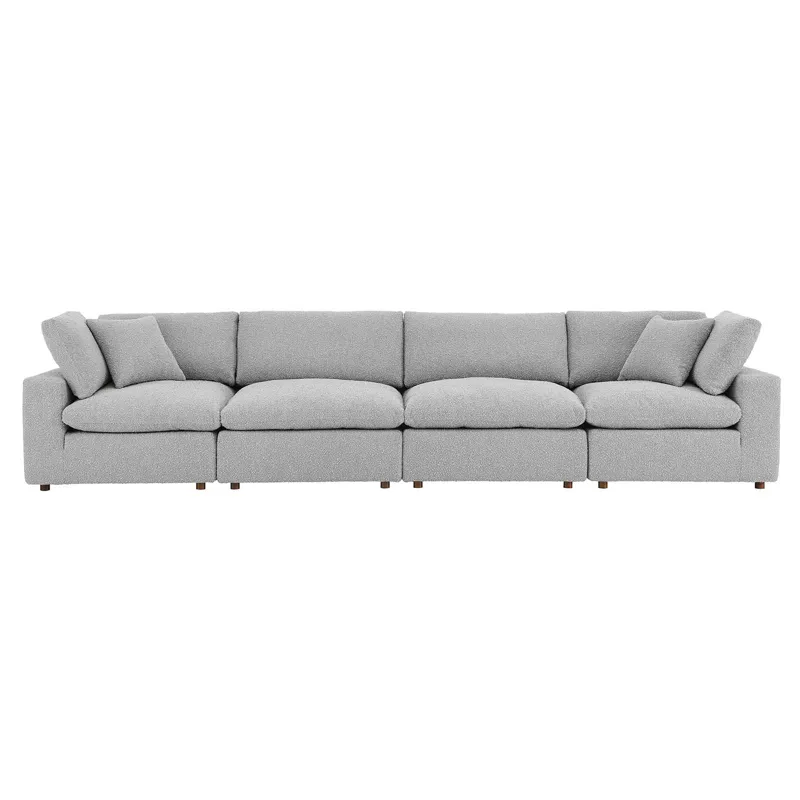 Commix Down Filled Overstuffed Boucle Fabric 4-Seater Sofa
