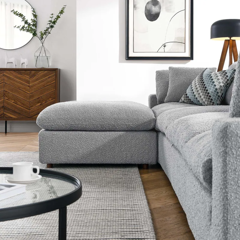 Commix Down Filled Overstuffed Boucle Fabric 5-Piece Sectional Sofa