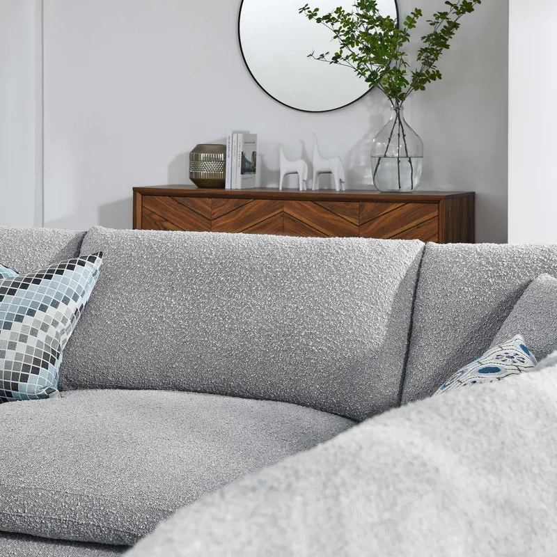 Commix Down Filled Overstuffed Boucle Fabric 5-Piece Sectional Sofa