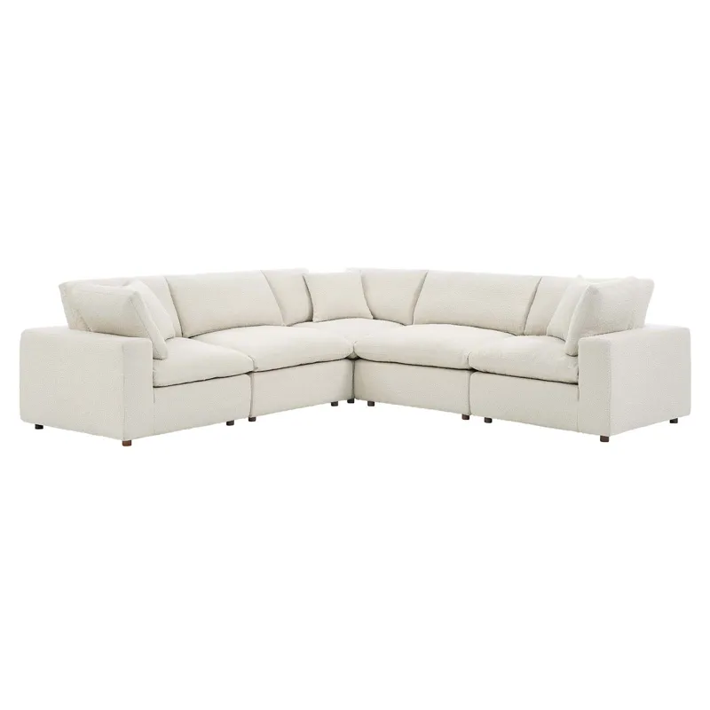 Commix Down Filled Overstuffed Boucle 5-Piece Sectional Sofa