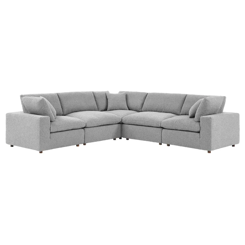 Commix Down Filled Overstuffed Boucle 5-Piece Sectional Sofa
