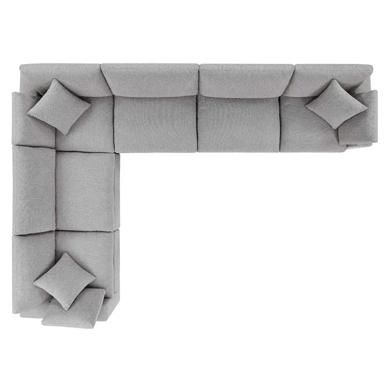 Commix Down Filled Overstuffed Boucle Fabric 6-Piece Sectional Sofa
