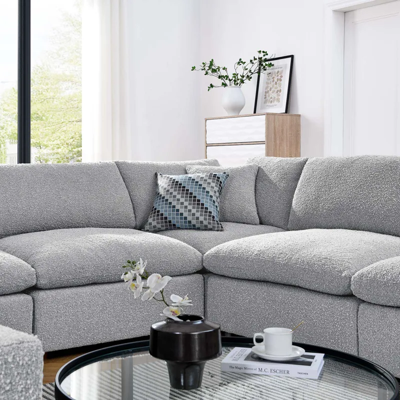 Commix Down Filled Overstuffed Boucle Fabric 8-Piece Sectional Sofa