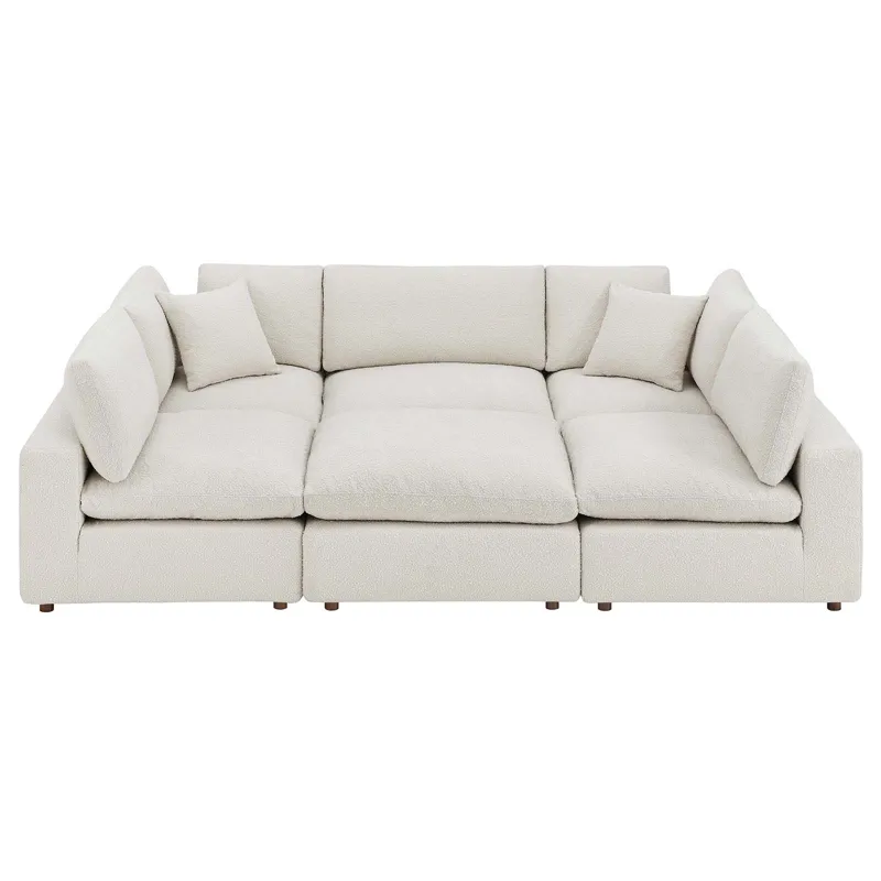 Commix Down Filled Overstuffed Boucle Fabric 6-Piece Sectional Sofa