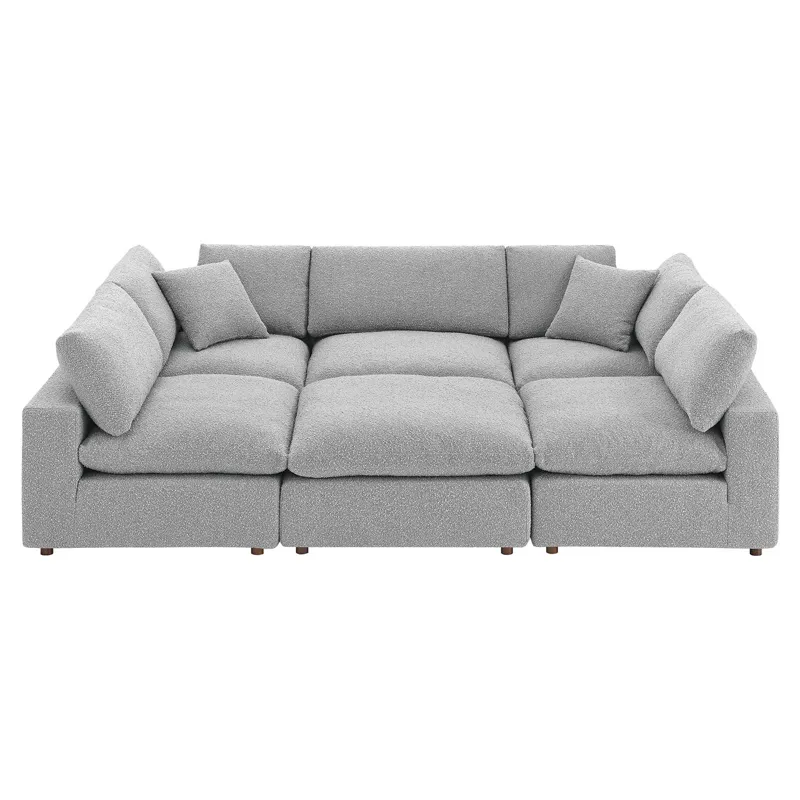 Commix Down Filled Overstuffed Boucle Fabric 6-Piece Sectional Sofa