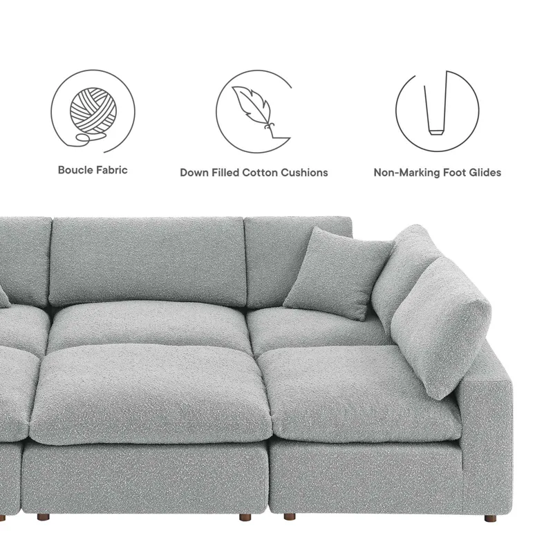 Commix Down Filled Overstuffed Boucle Fabric 6-Piece Sectional Sofa