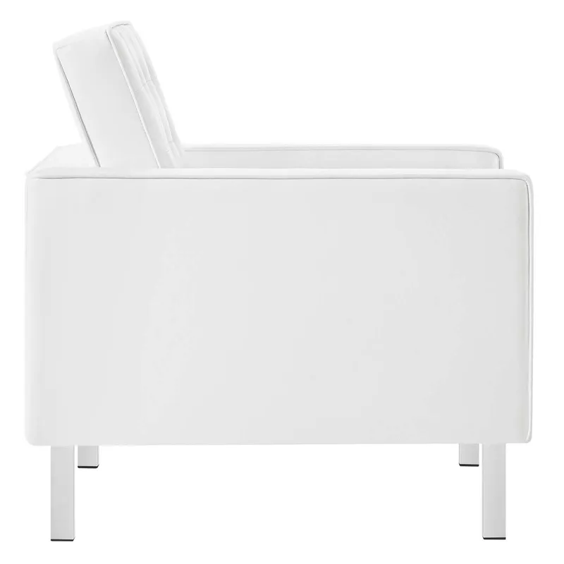 Loft Tufted Vegan Leather Armchair and Ottoman Set