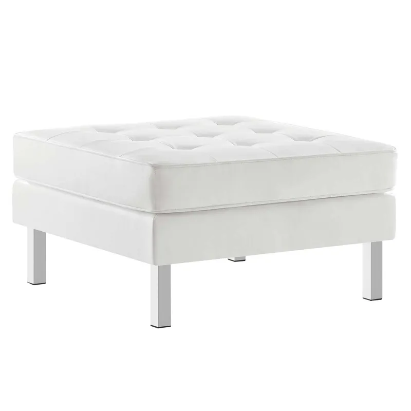 Loft Tufted Vegan Leather Armchair and Ottoman Set