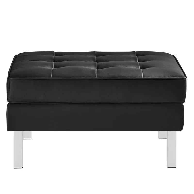Loft Tufted Vegan Leather Sofa and Ottoman Set