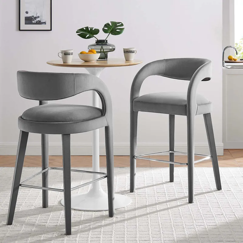 Pinnacle Performance Velvet Bar Stool Set of Two
