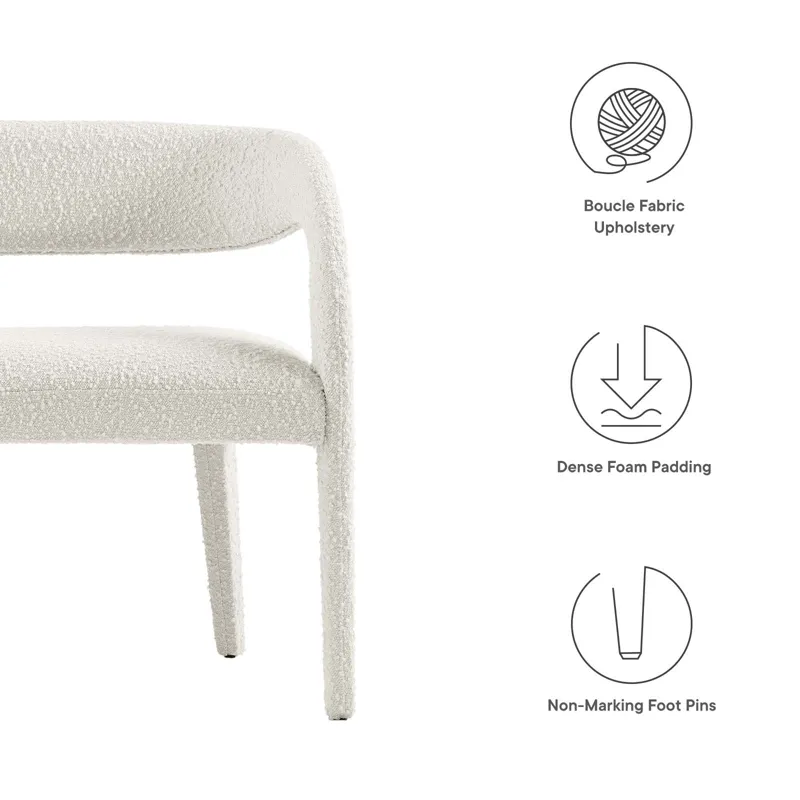 Pinnacle Boucle Fabric Accent Bench