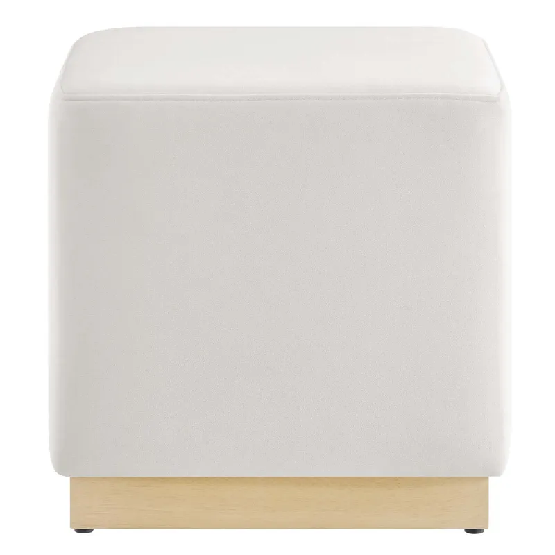 Tilden 17" Square Performance Velvet Upholstered Ottoman