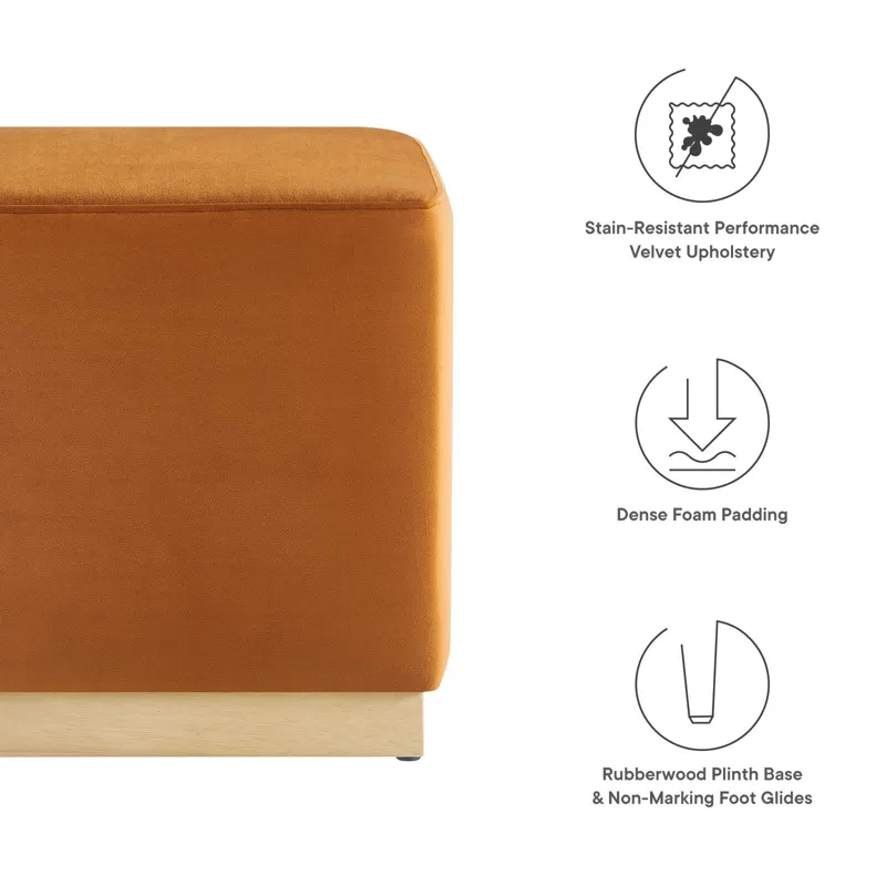 Tilden 17" Square Performance Velvet Upholstered Ottoman