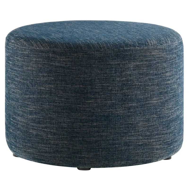 Callum Large 23" Round Woven Heathered Fabric Upholstered Ottoman