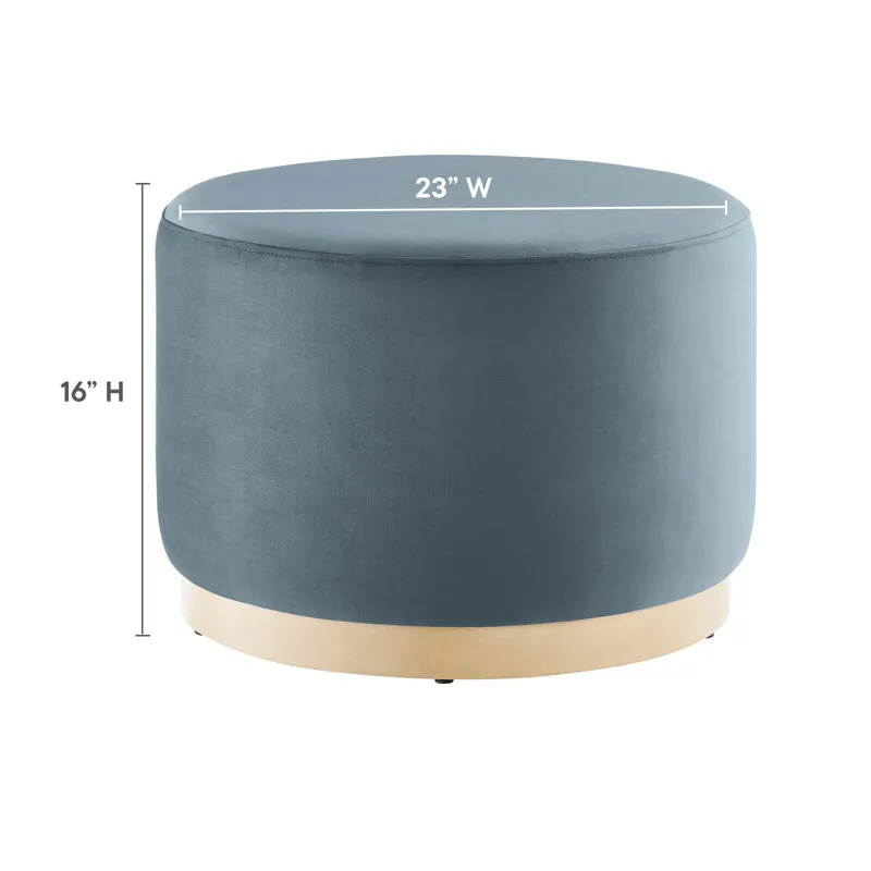 Tilden Large 23" Round Performance Velvet Upholstered Ottoman