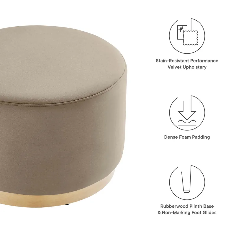 Tilden Large 23" Round Performance Velvet Upholstered Ottoman