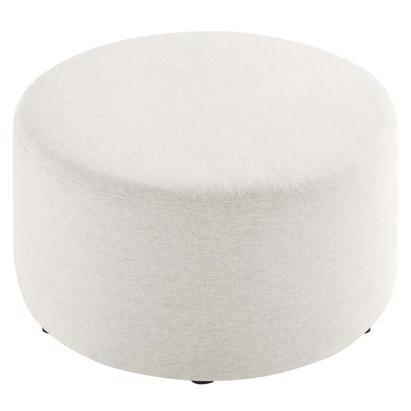 Callum Large 29" Round Woven Heathered Fabric Upholstered Ottoman
