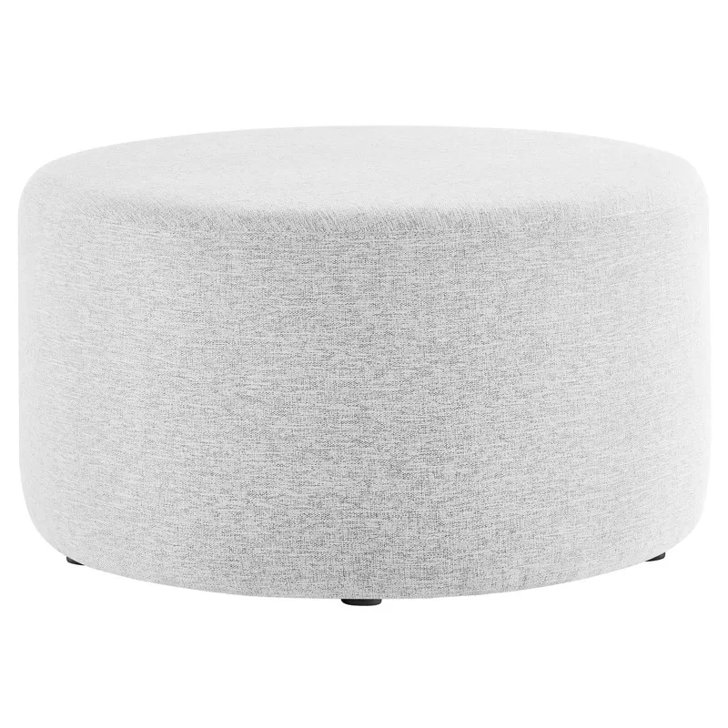 Callum Large 29" Round Woven Heathered Fabric Upholstered Ottoman