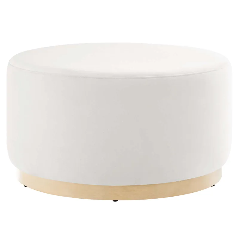 Tilden Large 29" Round Performance Velvet Upholstered Ottoman