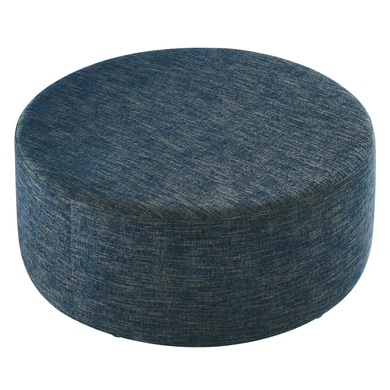 Callum Large 38" Round Woven Heathered Fabric Upholstered Ottoman