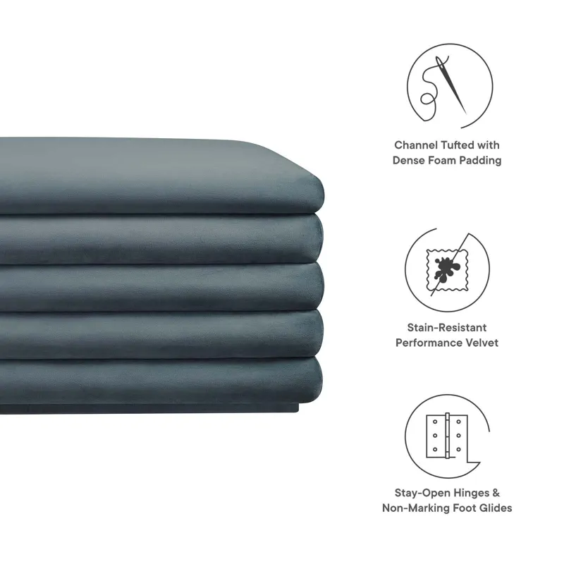 Mezzo Upholstered Performance Velvet Storage Bench