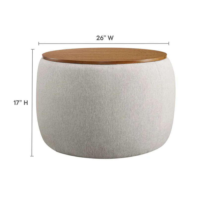 Perla Woven Heathered Fabric Upholstered Storage Ottoman